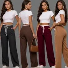 Calça Pantalona Feminina Básica Premium Cintura Alta Look Moderno