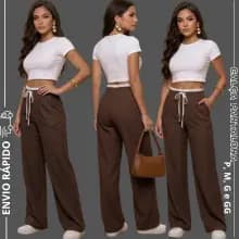 Calça Feminina Soltinha Pantalona Wide Leg Casual Elegante Do M ao GG