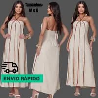 Vestido Longo Casual Chic Frente Única Moda Feminina Festas e Eventos
