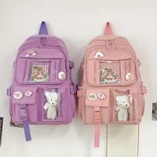 Mochila Feminina Escolar Passeio Coreano Grande Capacidade Impermeável Sem Chaveiro Impermeável