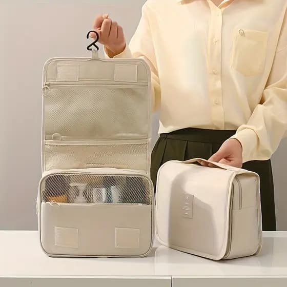Necessaire Bolsa masculino feminina de Viagem Organizador de Objetos de Higiene Pessoal Com Divisória Salmão