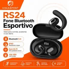 H'MASTON Fone de Ouvido Bluetooth Fone Sem Fio Esportivo com Microfone para iPhone Samsung Android Tela de LED RS24