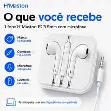 Fone de Ouvido H'Maston P2 3.5mm com Microfone e Controle de Chamadas para PC,Notebook,PlayStation,Xbox eNintendo Switch