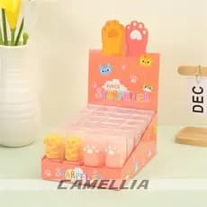 Kit 2 peças Apontador de Lápis Lápis Afia em Forma de Patinha de Gato em PVC