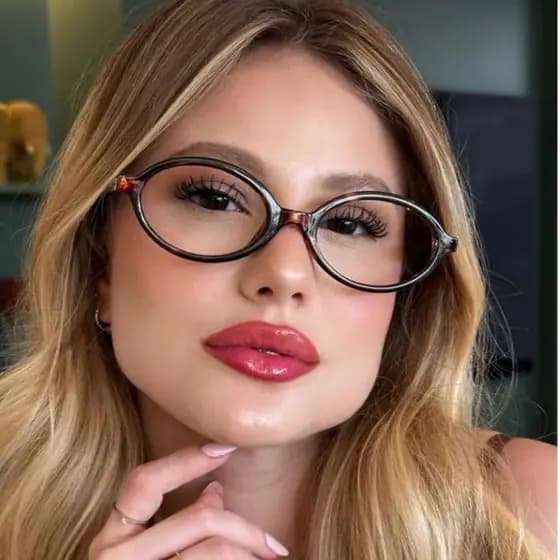 Óculos de Sol ARMACAO DE OCULOS  Feminino Aro Oval Luxo Lente UV400 Moda Europa