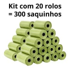 Kit 20 Refil Rolinhos Cata Caca 300 Saquinho Higiênico P/pet