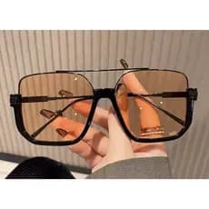 ÓCULOS QUADRADO 2025 MASCULINO E FEMININO CHAMPANHE UV400 NOVA MODA