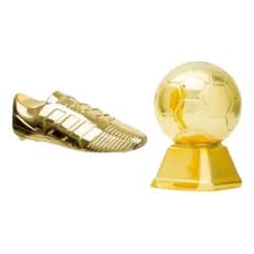 Kit Futebol 1 - Chuteira Dourada Decorativa + 1 Bola Dourada + Decoração - Festa Novo