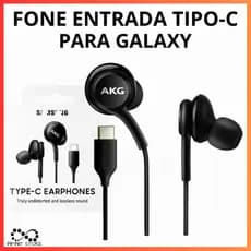 Fone De Ouvido Com Fio Tipo C AKG Com Microfone E Borrachas De Substituição Para Galaxy S20 FE S21 S22 S23 S24 S25