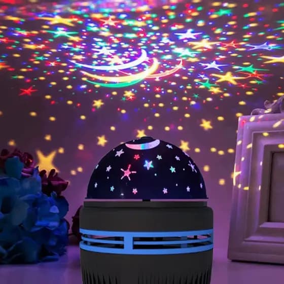 Lâmpada RGB LED Colorido Globo Giratória De Luz Festa Lua