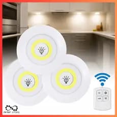 Kit 3 Lâmpadas Luminária De Led Spot Sem Fio Controle Remoto Cor Branco Pilha AAA