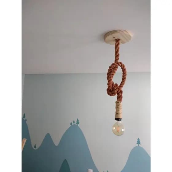 Pendente Corda Sisal Retro Individual Simples E27 Bivolt 1M