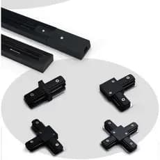 Conector Emenda para Trilho Eletrificado Conexão Reto T X L | Preto e Branco