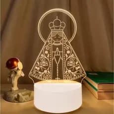 Luminária Nossa Senhora Aparecida Acrílico  Led Branco 3 Cor Acrílico&branco&127/220v