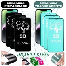 5X Unidades Película de Cerâmica Privacidade ou Transparente, para Iphone 11, 12, 13, 14, 15, 16