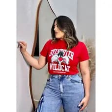 Camiseta Estampada Feminina Onça Elegante e Confortável Algodão