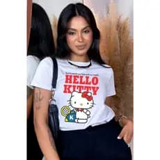 Camiseta Feminina Branca estampada Estilosa e confortável 100% Agodão