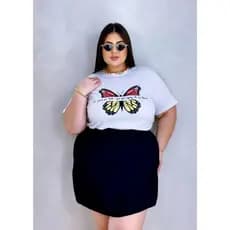 Camiseta Feminina T-shirt Moda Borboleta Plus size Confortavel