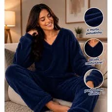 Pijama Fleece Femino Inverno Peludinho Toque Macio