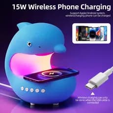 Inteligente RGB Luz Noturna Bluetooth Alto-Falante Brilho Ajustável Golfinho Lâmpada De Mesa Música Carregador De Áudio