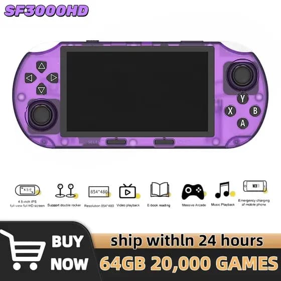SF3000 Retro Console De Jogos 64G De Vídeo Portátil 20000 + 4.5 Polegada Ips Hd Tela Usb Recarregável Jogador