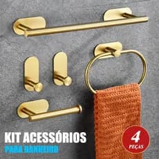 Kit Acessórios Para Banheiro 4 Peças 60cm Luxo Inox 304 Fosco Toalheiro De Banheiro