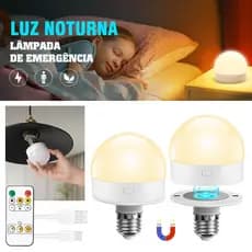 Luz Noturna Recarregável RGB GTP E27 Com Controle Remoto – 3 Cores, LED Portátil Magnético