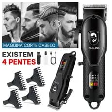 Máquina De Cortar Cabelo Profissional Recarregável Sem Fio  Com Visor LCD - Bivolt