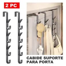 KIT 2 Cabide Suporte Para Porta Metal Com 7 Ganchos Sem Furo Para Pendurar Da Porta