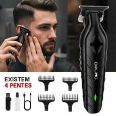 Maquina Corte Cabelo Acabamento Profissional Sem fio Faixa de Barba Aparador Barbeador Recarregável
