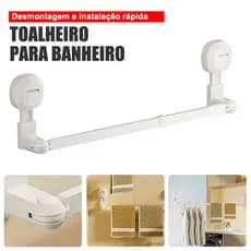 Suporte Porta Toalha de Parede com Ventosa suporte toalha– Giratório, Retrátil e Sem Furar