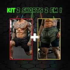 Kit 2 Bermudas Fitness Masculina Shorts 2 em 1 Conforto Premium Com Bolso Extra Original Roupas Academia