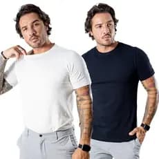 Kit 2 Camiseta Algodão Básica Masculina Estilo Americano