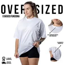 Camisa Camiseta 100% Algodão Oversized de Mulher Gola Alta Algodão 30.1 Streetwear Alta Qualidade