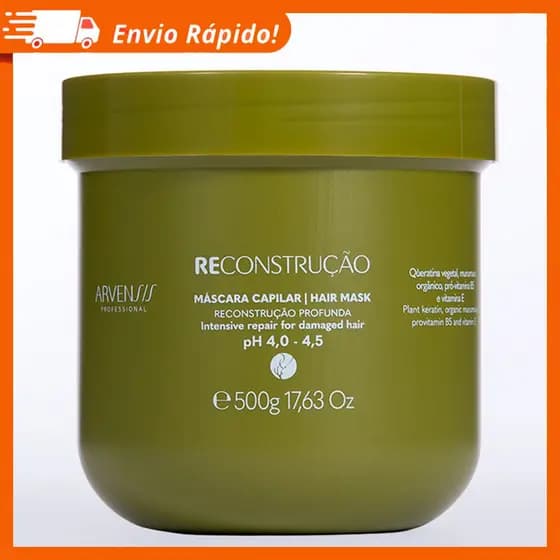 Máscara Reconstrução Cabelos danificados - 500g - Arvensis