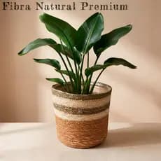 Vaso Cesto Cachepô Fibra Natural Decorativo Plantas  Revestimento Impermeável Não Vaza Agua