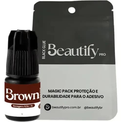 Cola Adesivo Brown Beautify Pro Marrom Extensão De Cílios Retenção Alongamento De Cilios Volume Fio
