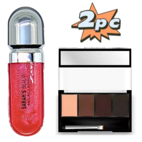 kit Trio Sombra Para Sombrancelhas Ruby Rose HB-9354 + Promoção Sarah's Beauty Brilho Labial
