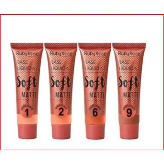 KIT 6 PECAS  Base Líquida Soft Matte Chocolate HB8050 Ruby Rose
