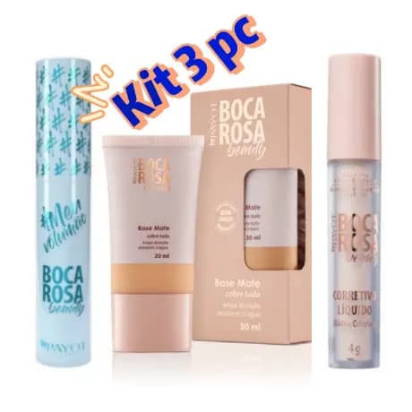 Boca Rosa Beuty Base + Mascara Para Cilios e Corretivo ( Escolha a cor do seu corretivo também pelo chat )