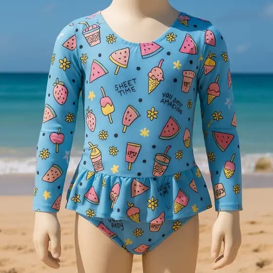 Maiô Manga Longa Infantil Menina Bebe Biquini Proteção Uv 50 Maio Manga Comprida