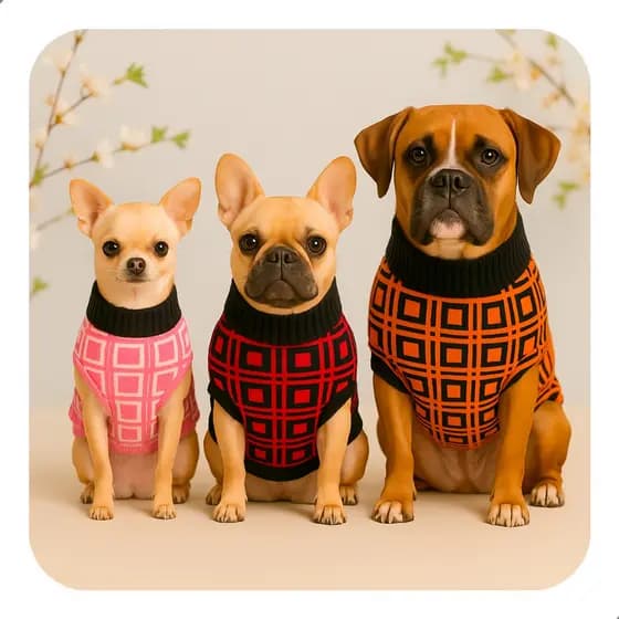 Roupa Inverno para Cães – Lã tricot Macia e Confortável, Várias Cores, Tamanhos variados