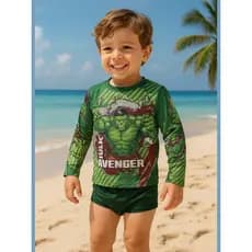 Kit Sunga Infantil + Blusa Camisa Com Proteção Solar Bebê e Infantil menino UV50+