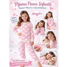 Pijama infantil Feminino soft Fleece Inverno Fechado Quentinho Menina do Tamanho 2 Ao 12