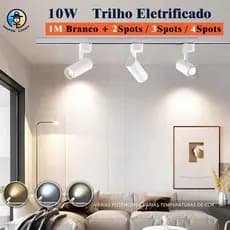 Trilho Eletrificado Spot LED 10W Branco Bivolt Luz (Frio/Neutro/Quente) Kit de 1 Metro e  2 Metros