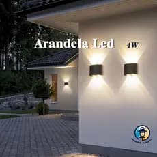 Arandela LED 4 cabeçais de luz 4W  Preto e Branco IP65 Luz Quente para Ambientes Internos e Externos
