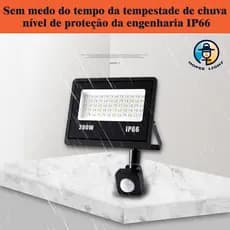 Refletor LED Sensor 100W ou 200W IP66 Branco frio 6500K Alta Potência Luz Externa 3 Modelos