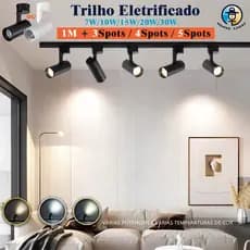 Kit de 1M Trilho Eletrificado Spot Led 7W a 30W Bivolt Kit Preto ou Branco Luz (Frio/Neutro/Quente)