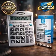 Calculadora Grande 12 Dígitos Visor Amplo Teclas Macias Percentual Memória Escritório e Estudante