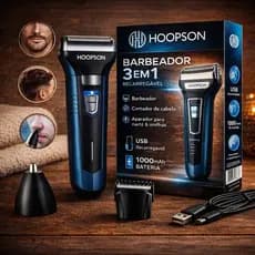 Máquina de Cortar Cabelo Recarregável 3 em 1 – Aparador Elétrico Barba, Nariz e Corpo